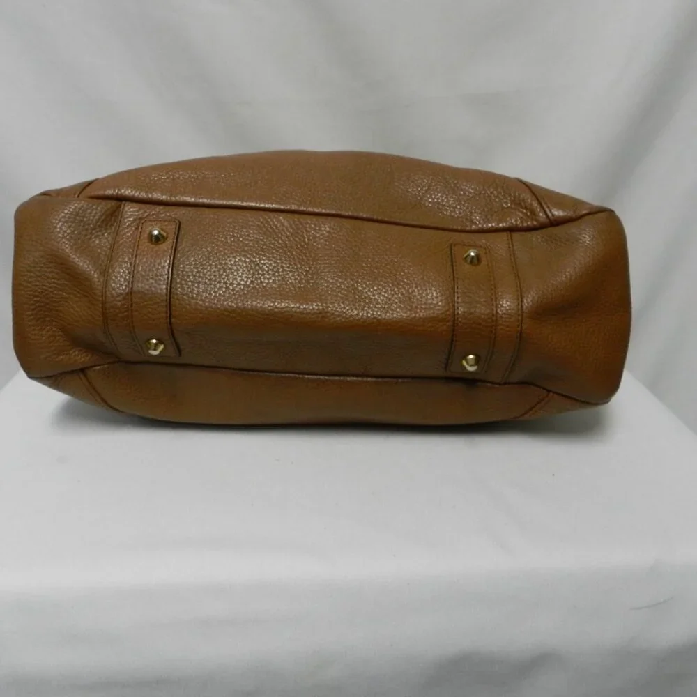Pure Collection pebbled Leather large hobo bag purse brown zip top Braided Strap